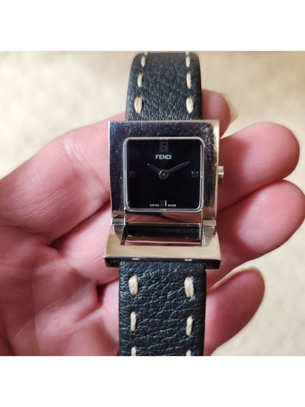 Vintage Fendi Orologi 5200L Womens Stainless Steel Watch Swiss Quartz Black Dial